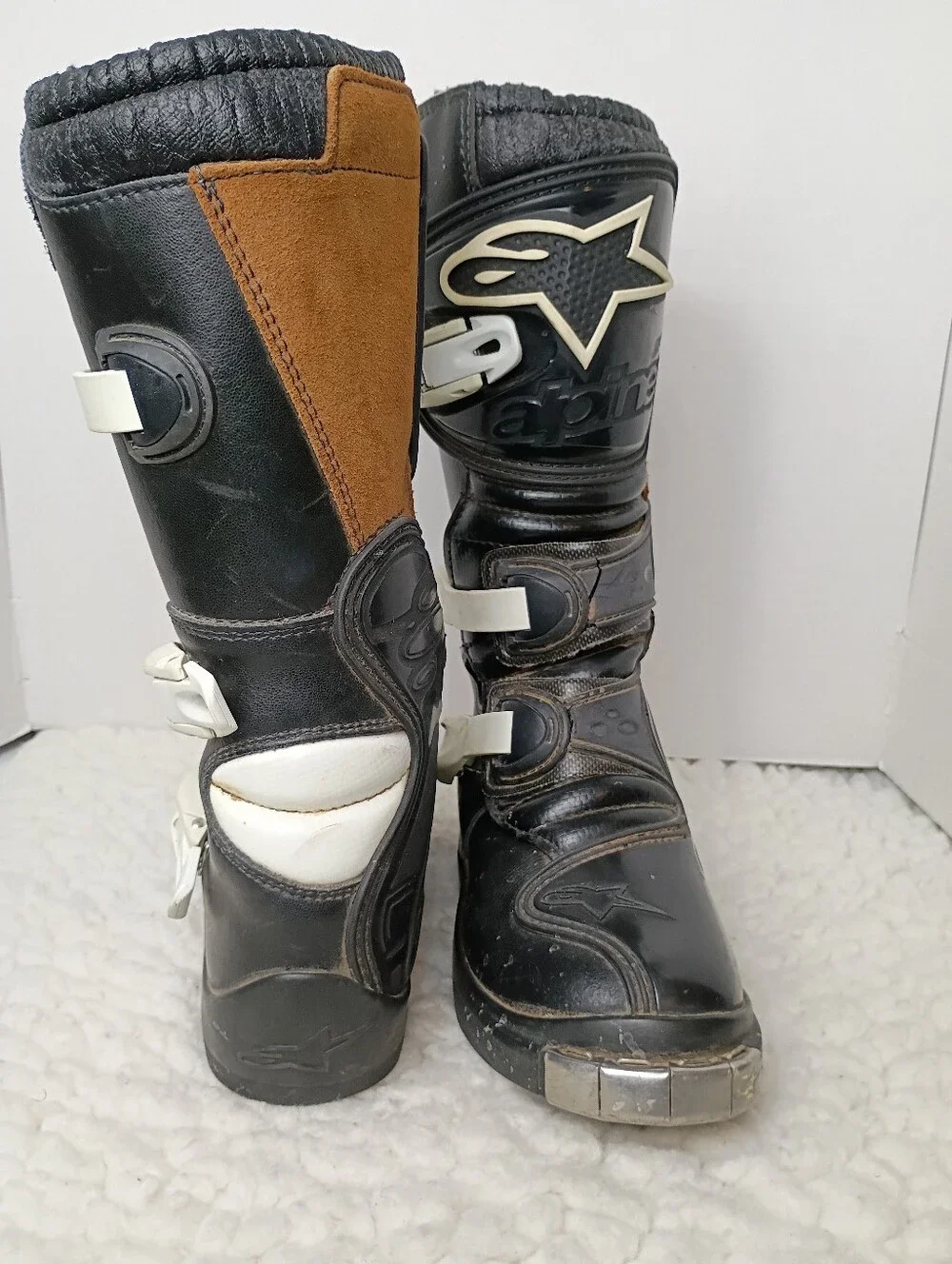 Alpinestars Tech 6S Youth MX Motocross Boots Black White US 2 Metal Toe.